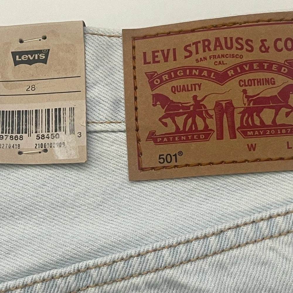 Levi's 501 Original High Rise Denim Shorts NWT Size 28 - Picture 4 of 4